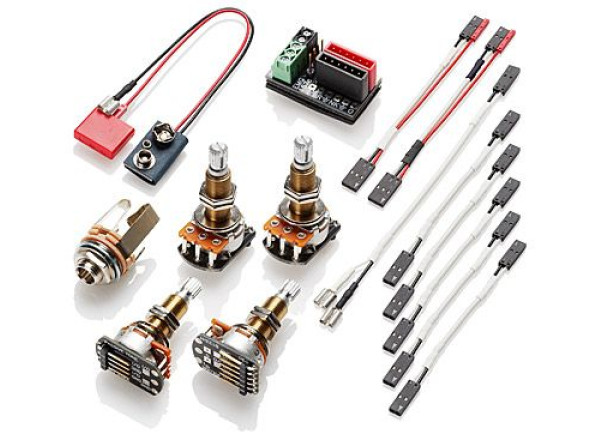 EMG Kit de conversão p/1 ou 2 pickups (4 pots long shaft + jack stereo + fichas quick connect) EMG Kit de conversão p/1 ou 2 pickups (4 pots long shaft + jack stereo + fichas quick connect)